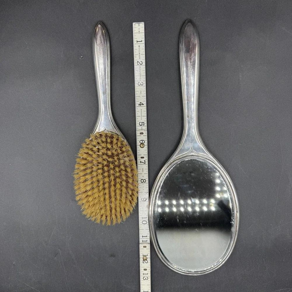 Vintage Sterling Silver Vanity Set 1940's Women‎ Monogrammed E Art Deco Boho